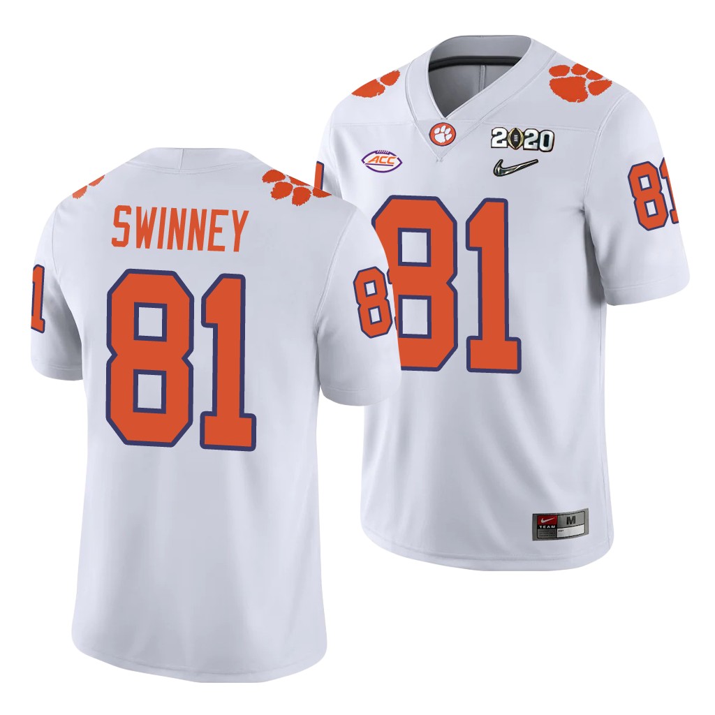 Clemson Tigers Drew Swinney White 2020 College Men's Playoff Game Jersey