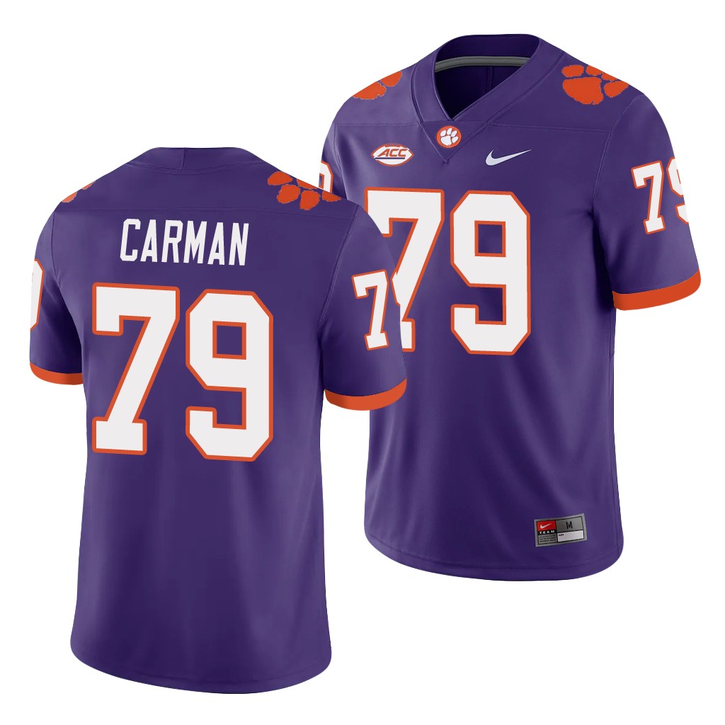 Clemson Tigers Jackson Carman Purple College Playoff Game Jersey
