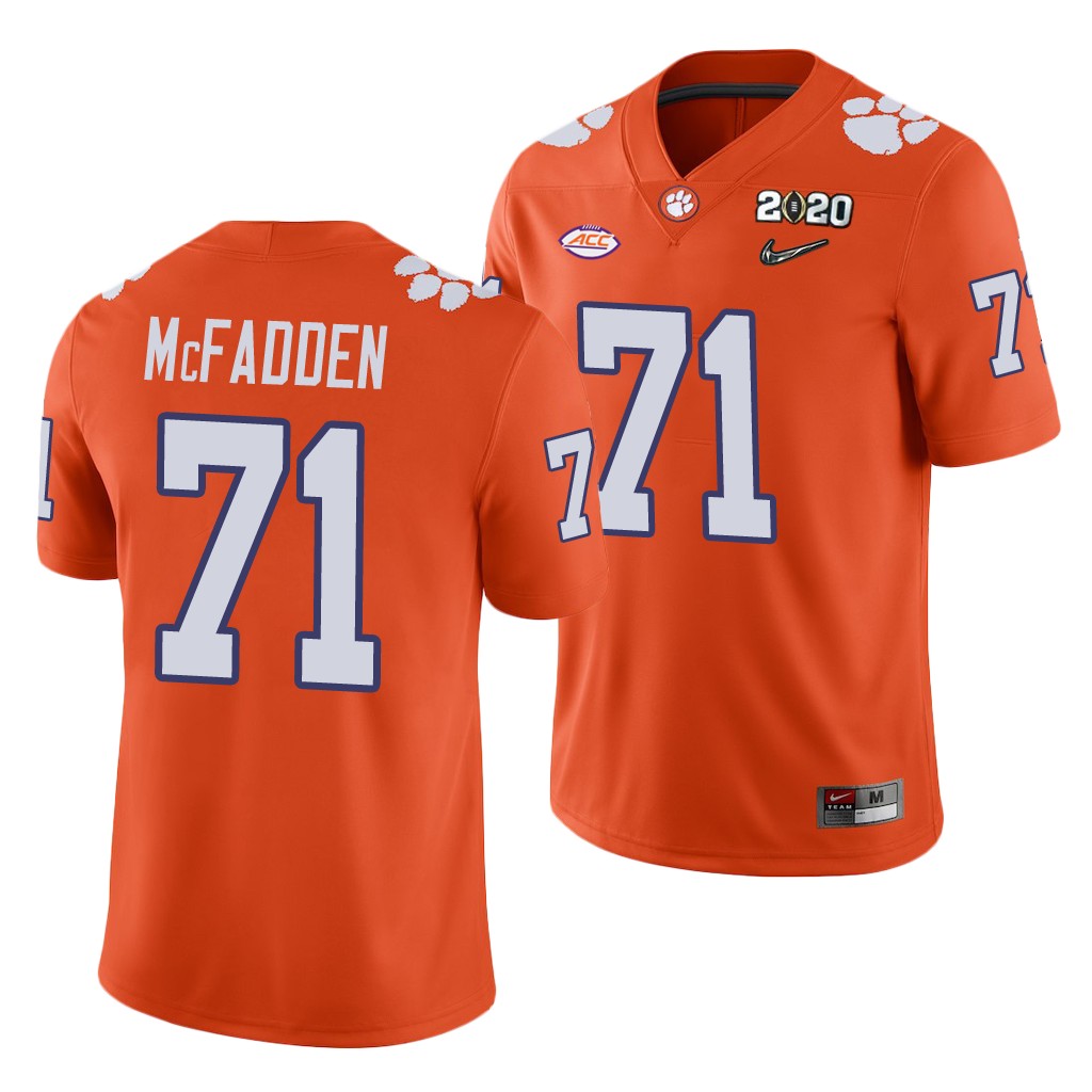 Clemson Tigers Jordan McFadden Orange 2020 College Men's Playoff Game Jersey