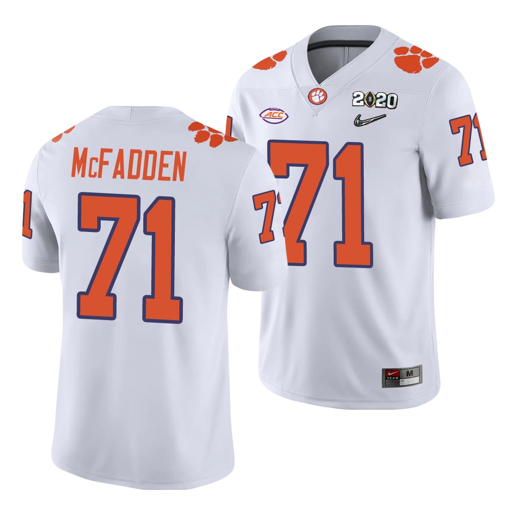 Clemson Tigers Jordan McFadden White 2020 College Men's Playoff Game Jersey