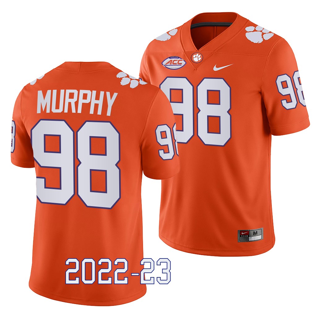 Clemson Tigers Myles Murphy Jersey 2022-23 Game Orange #98 College Men's Shirt