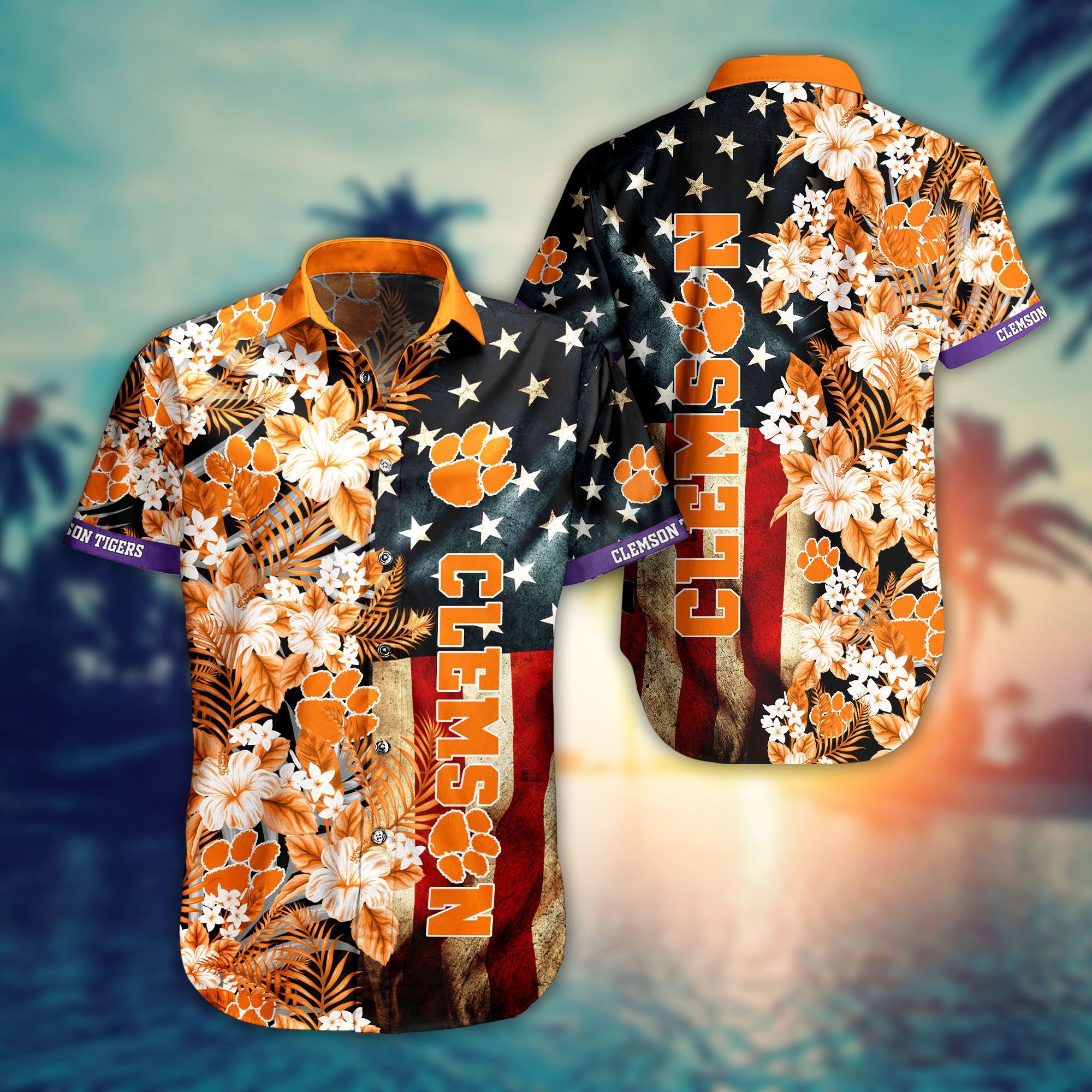 Clemson Tigers NCAA -Flag Flower Hawaii Shirt Summer