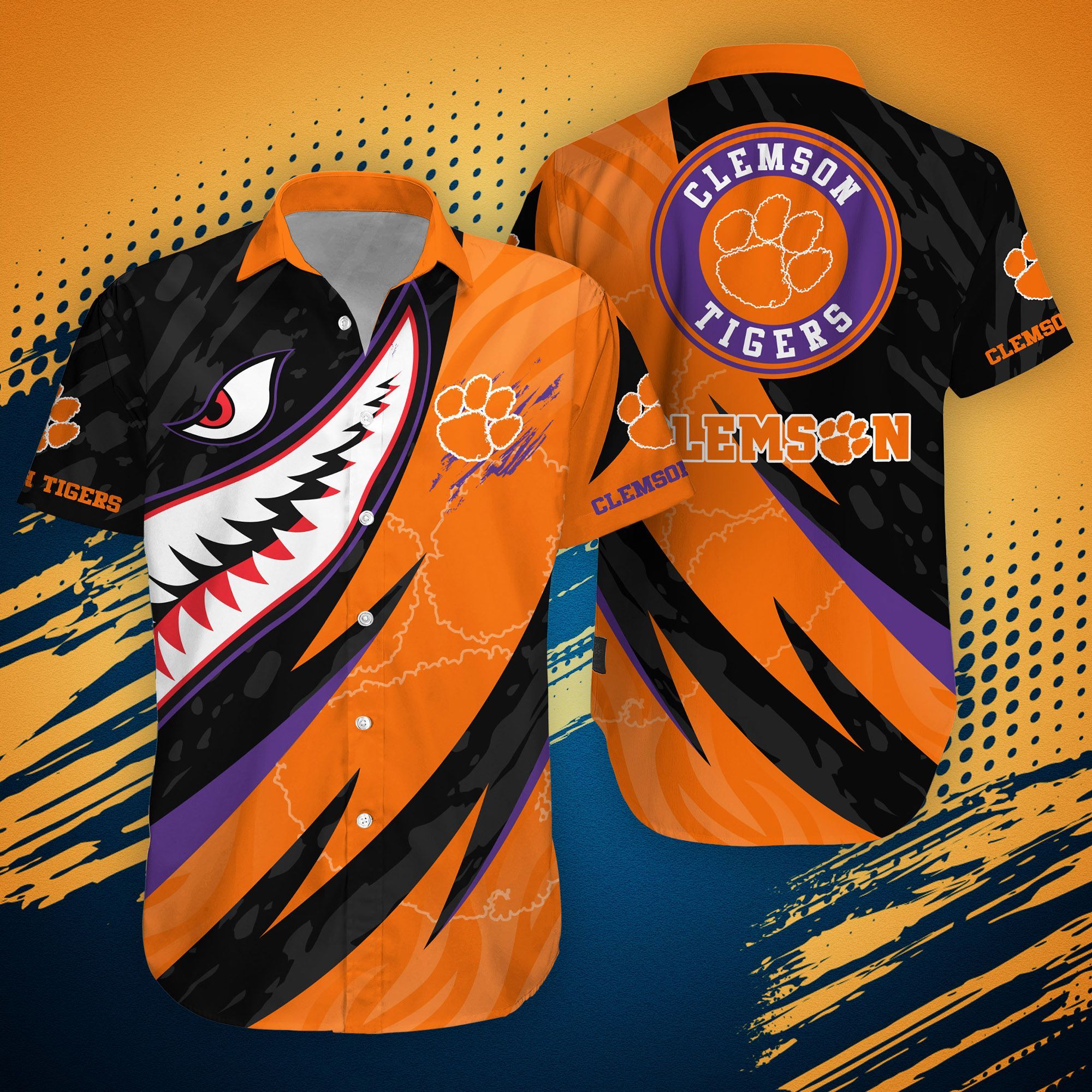 Clemson Tigers NCAA -Hawaii Shirt Shark Summer Hawaii Style