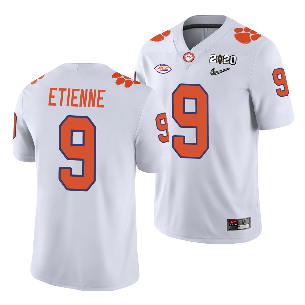 Clemson Tigers Travis Etienne White 2020 College Men's Playoff Game Jersey