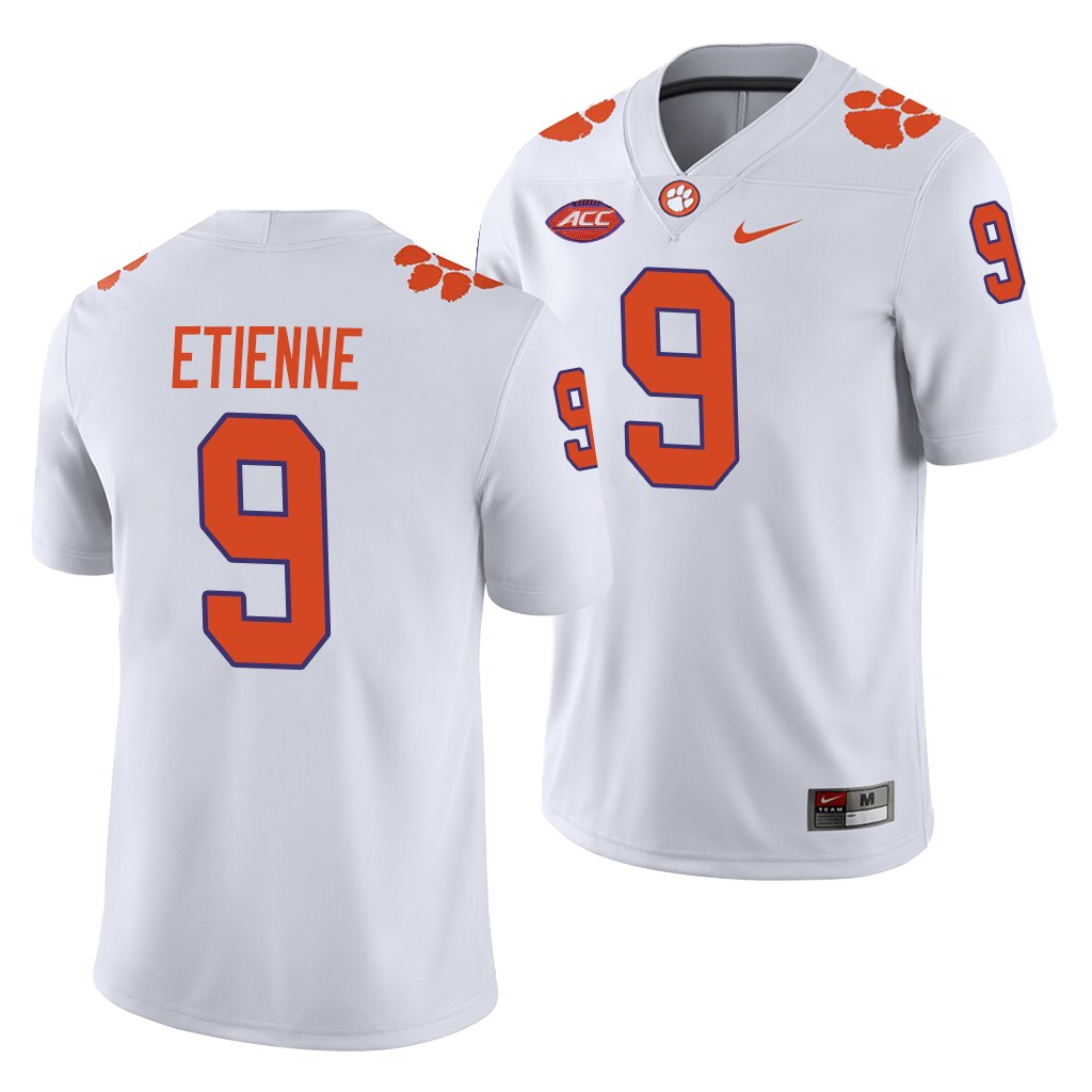 Clemson Tigers Travis Etienne White College Men's Away Game Jersey