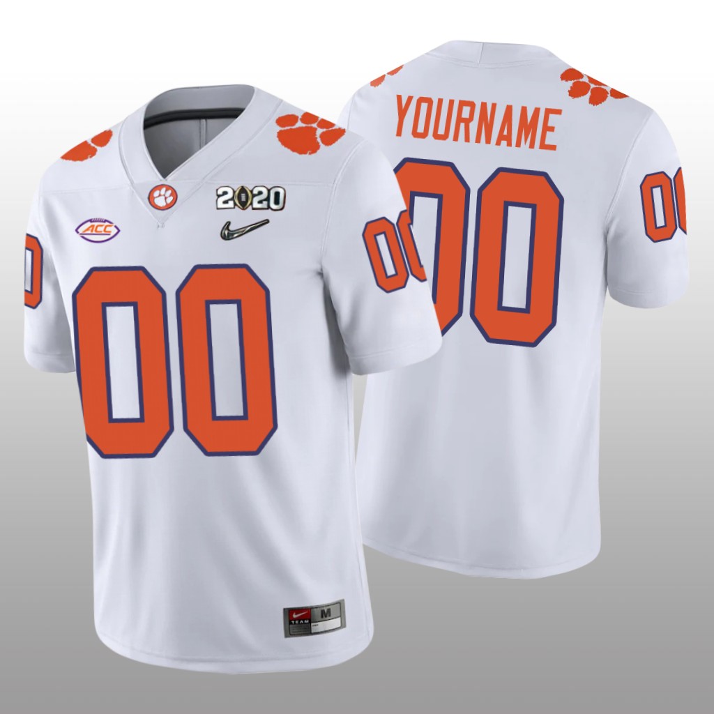 Clemson Tigers White College Playoff Game Custom Jersey