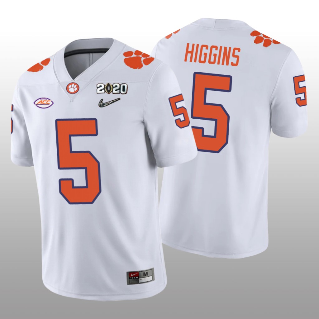 Clemson Tigers White College Playoff Game Tee Higgins Jersey
