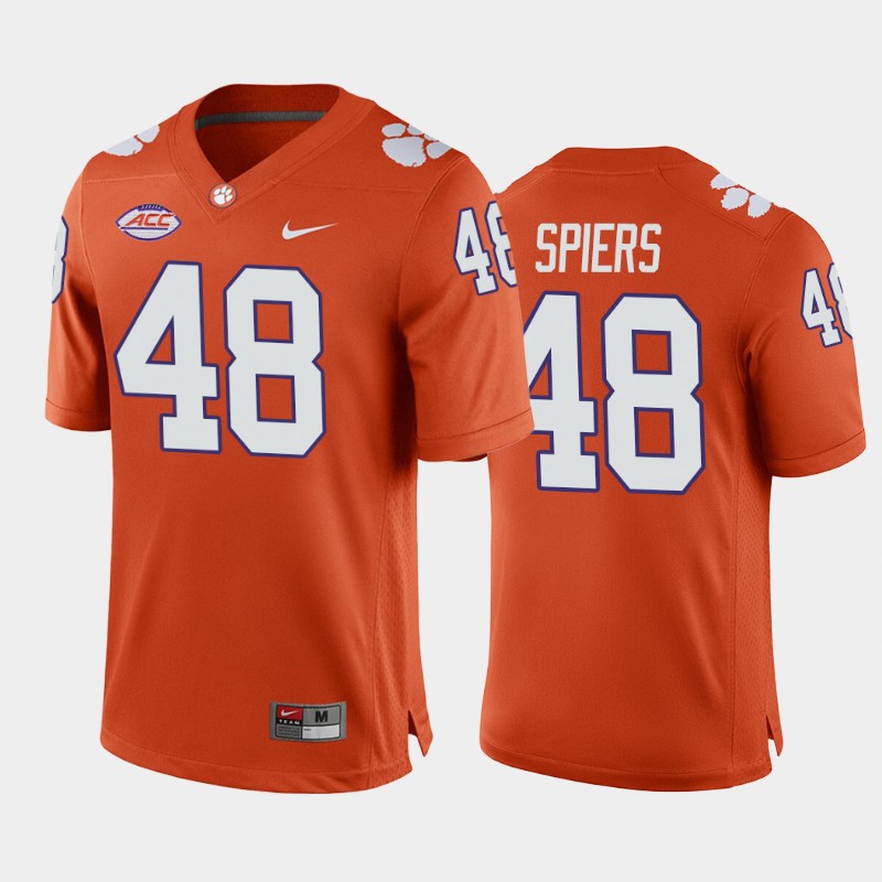 Clemson Tigers Will Spiers Orange Home Game Jersey College