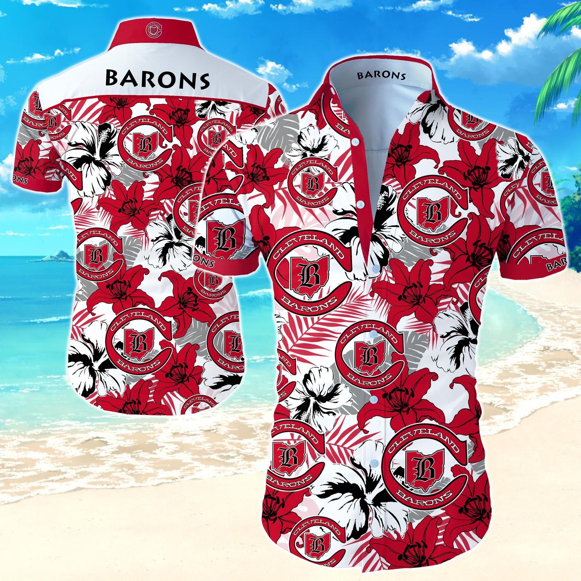 Cleveland Barons Hawaiian Shirt Ens Summer Button