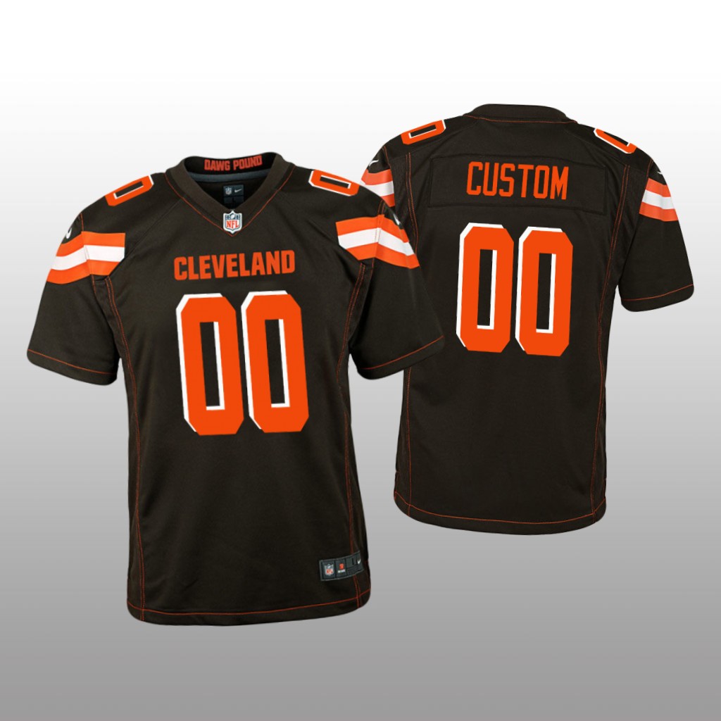 Cleveland Browns #00 Brown Custom Game Jersey – Youth