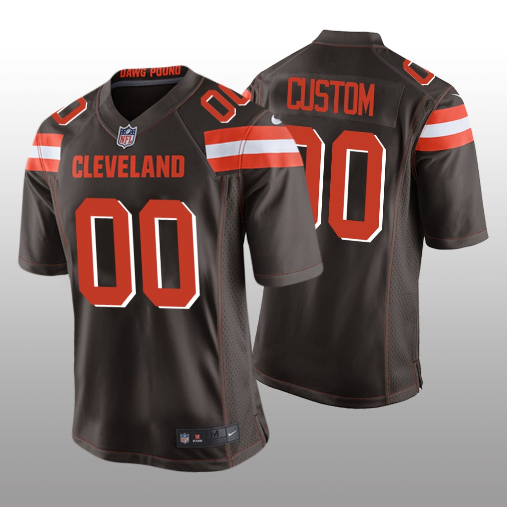 Cleveland Browns #00 Brown Men’s Custom Game Jersey