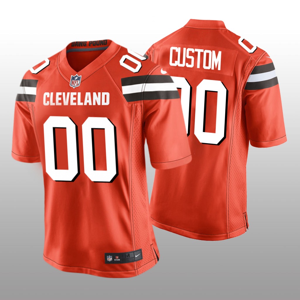 Cleveland Browns #00 Orange Men’s Custom Game Jersey