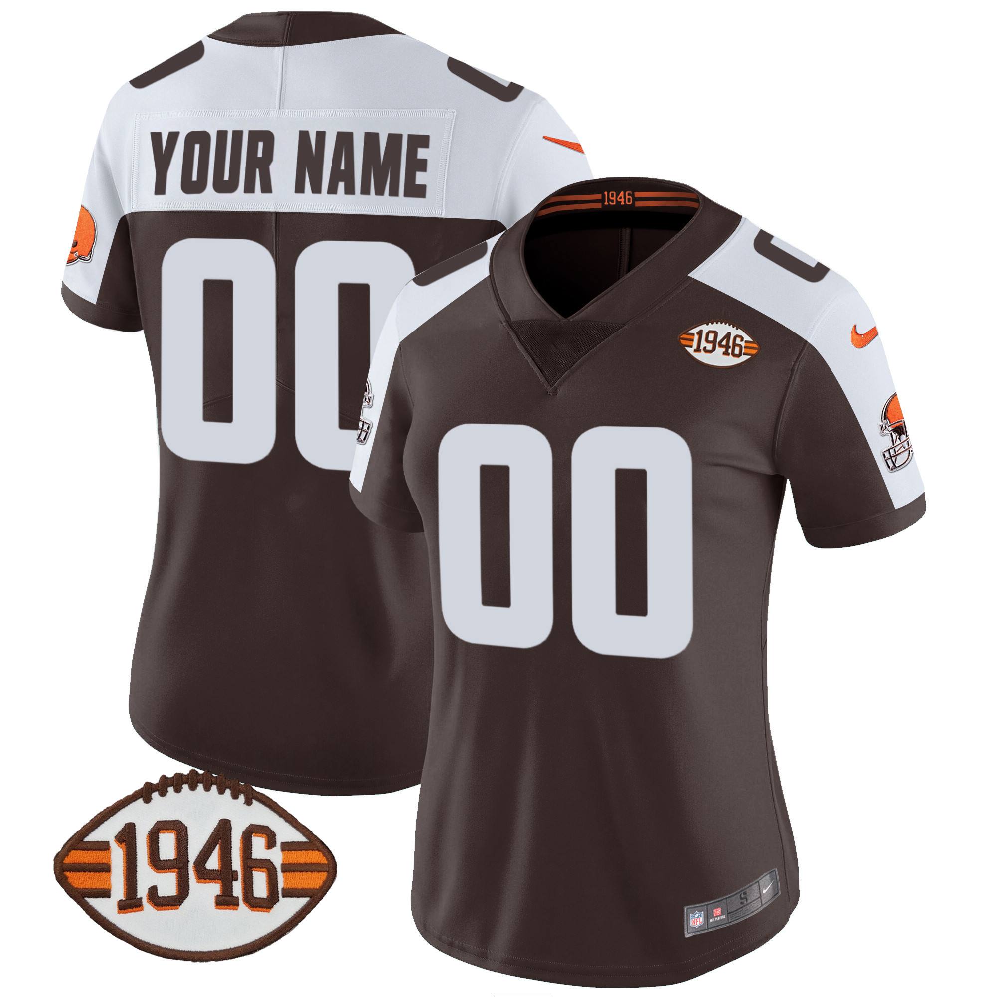 Cleveland Browns 1946 75th Anniversary Patch Custom Alternate Jersey - All Stitched