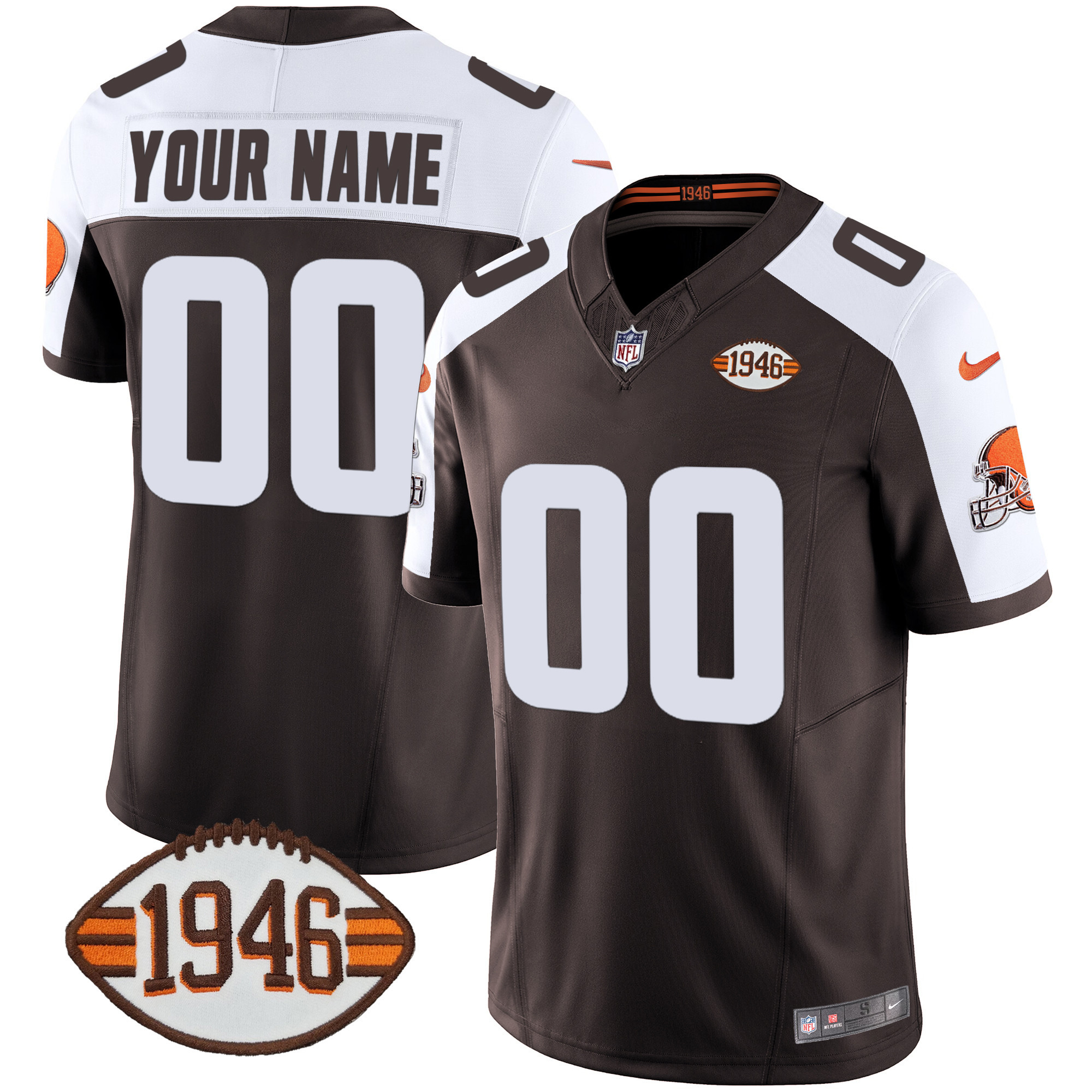 Cleveland Browns 1946 75th Anniversary Patch Custom Alternate Jersey - All Stitched