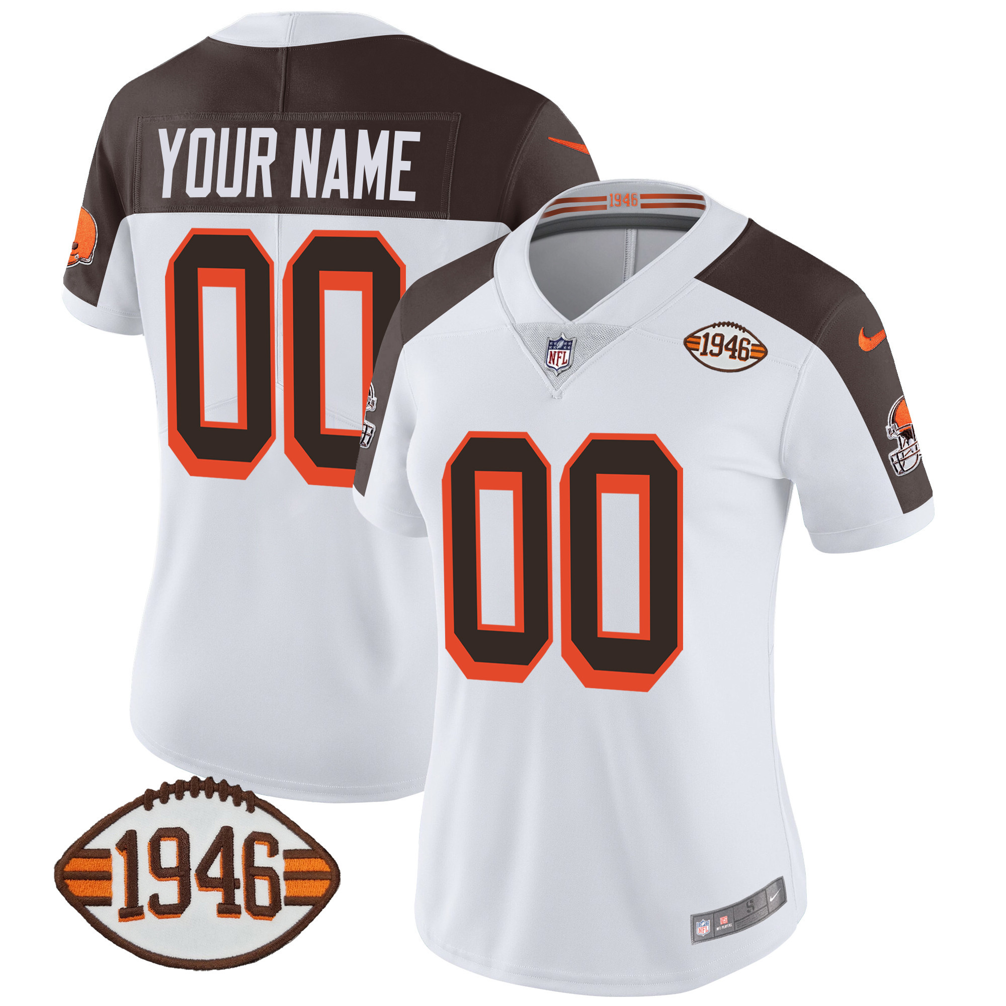 Cleveland Browns 1946 75th Anniversary Patch Custom Inverted Jersey - All Stitched