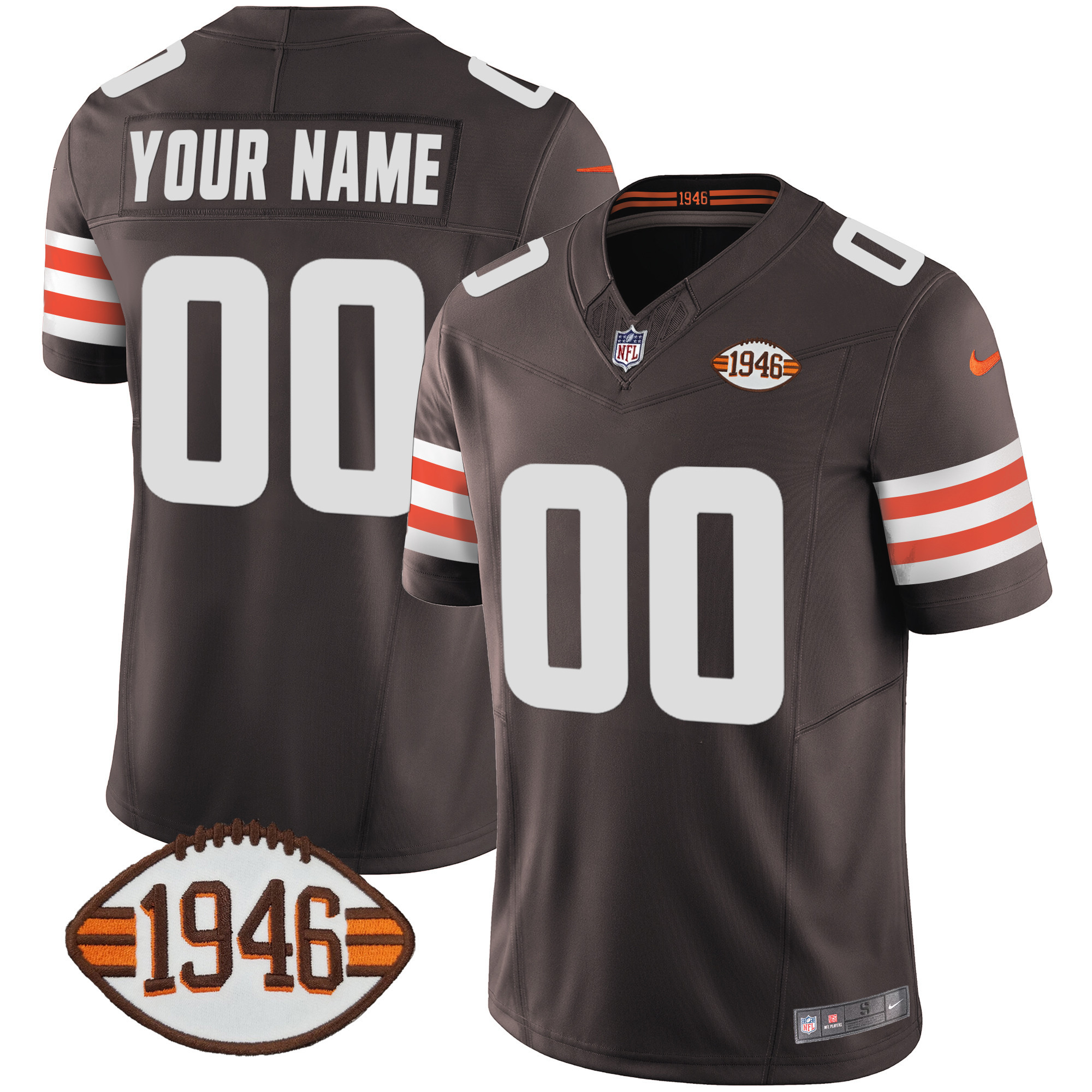 Cleveland Browns 1946 75th Anniversary Patch Custom Jersey - All Stitched