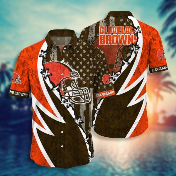 Cleveland Browns American Flag Hawaiian Shirt