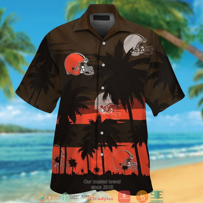 Cleveland Browns Black Coconut island Orange Hawaiian Shirt