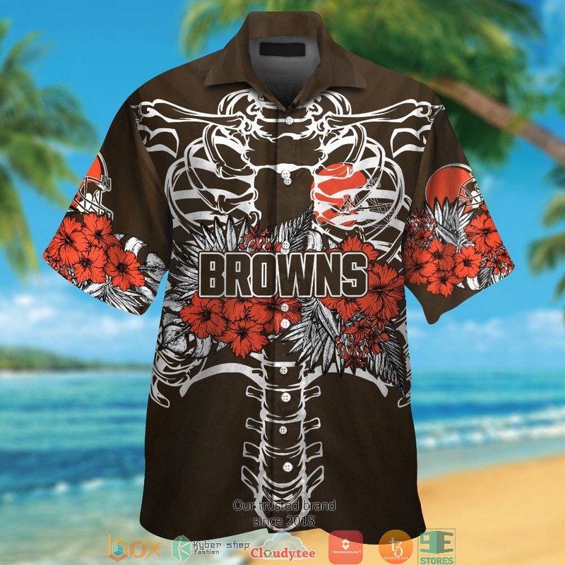 Cleveland Browns Blackbone Hibiscus Hawaiian Shirt