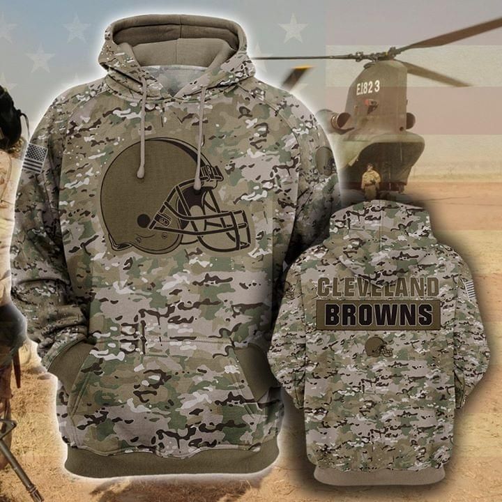 Cleveland browns camo pattern printed 3D Hoodie