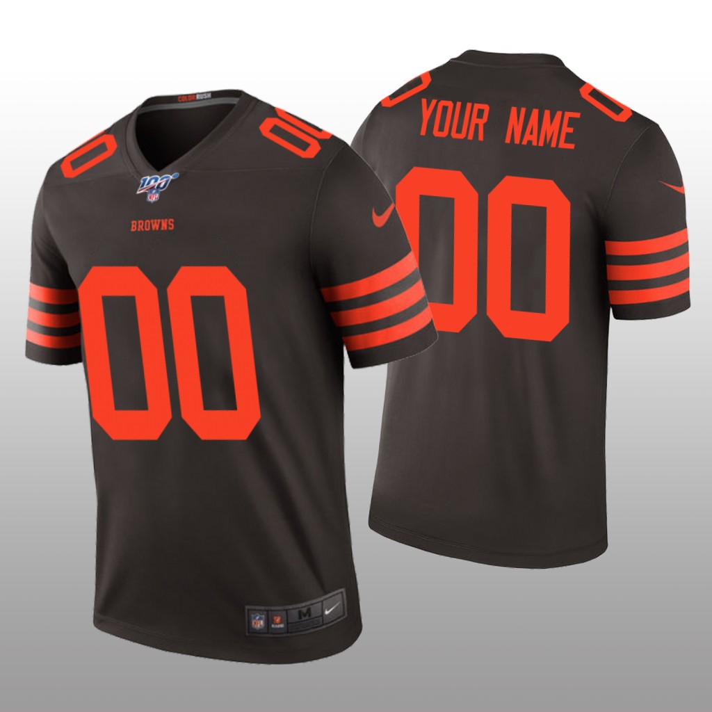 Cleveland Browns Custom Brown Color Rush Legend Jersey 100th Season - Men's