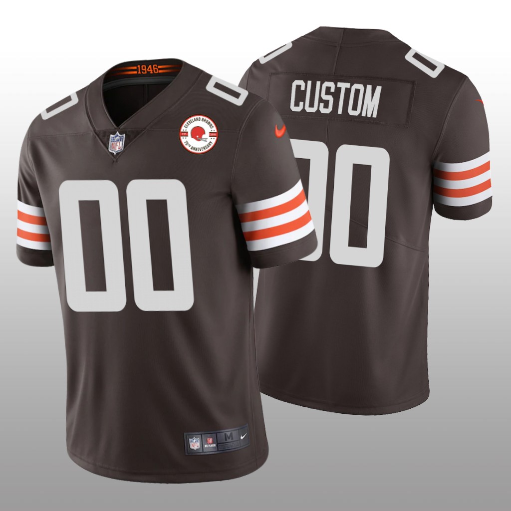 Cleveland Browns Custom Brown Jersey 75th Anniversary Patch - Men's