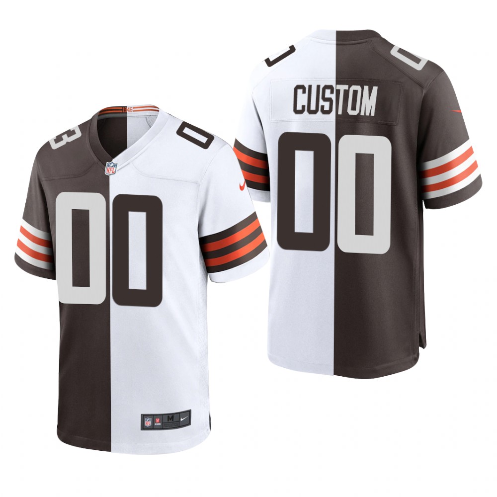 Cleveland Browns Custom Brown White Game Split - Men's
