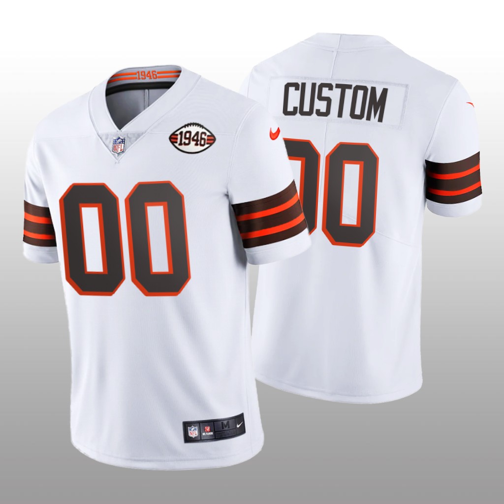 Cleveland Browns Custom White 75th Anniversary Jersey Vapor Limited - Men's
