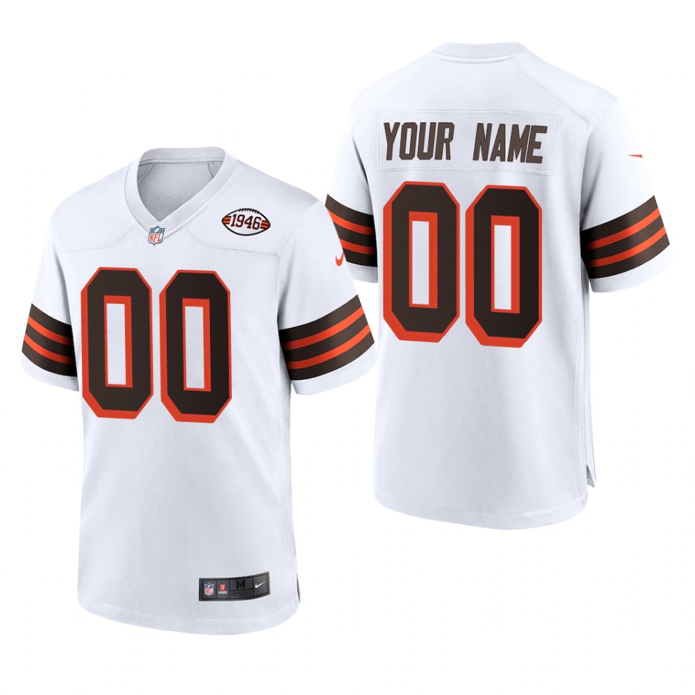 Cleveland Browns Custom White Alternate Game Jersey 1946 Collection - Men's