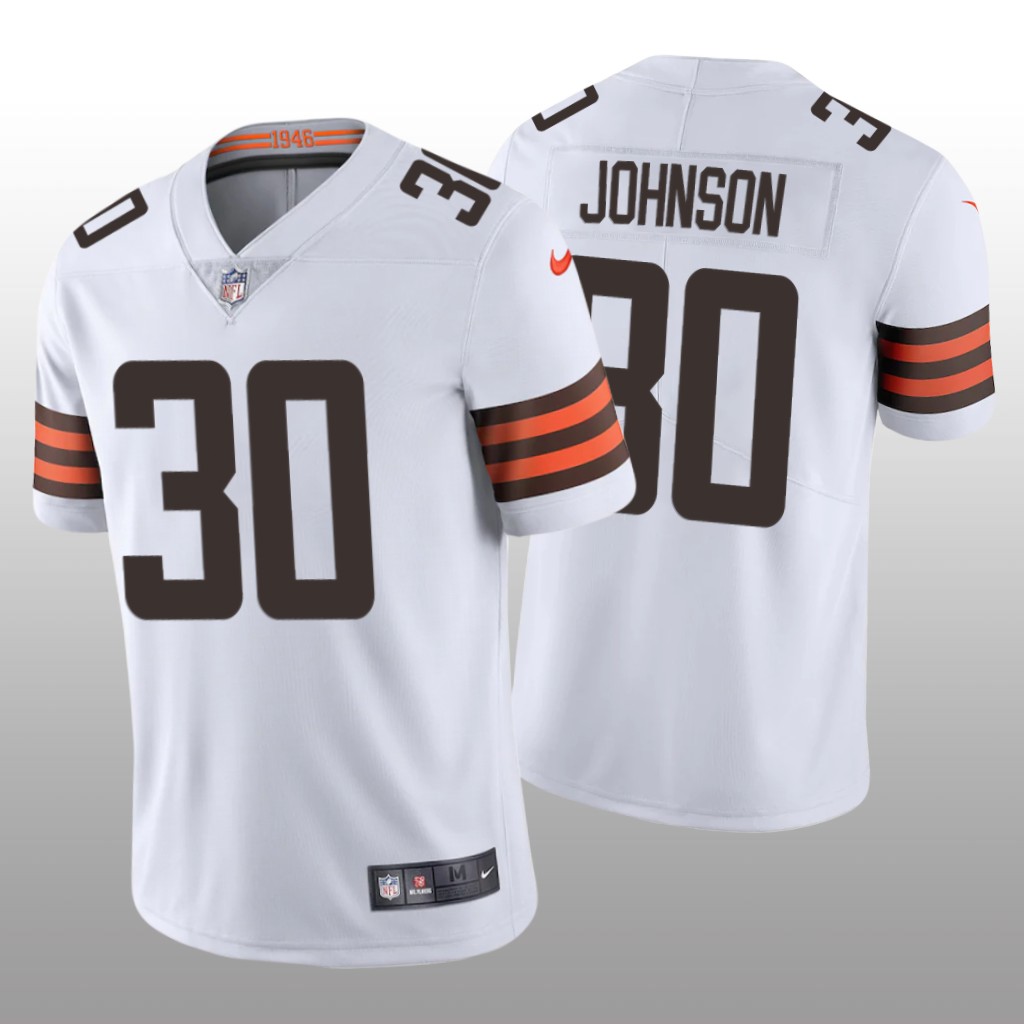 Cleveland Browns D'Ernest Johnson White Jersey Vapor Limited - Men's