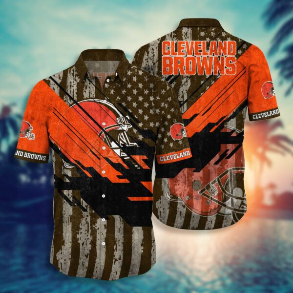 Cleveland Browns Flag American Distressed Hawaiian Shirt