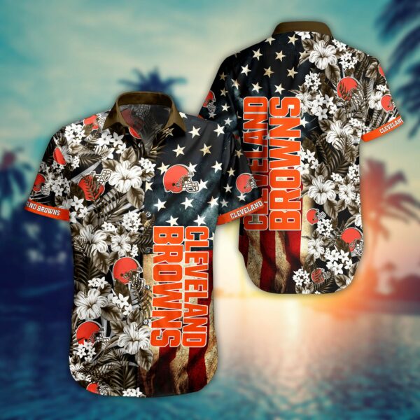 Cleveland Browns Flag Flower Hawaiian Shirt