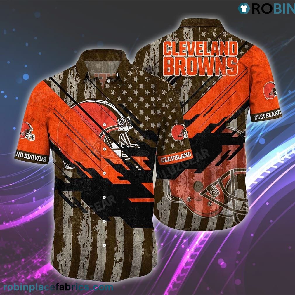 Cleveland Browns Football American Flag Hawaiian Shirt