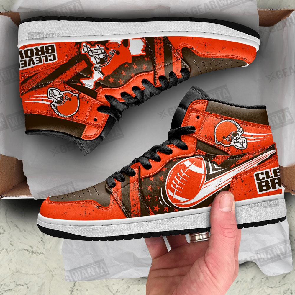 Cleveland Browns Football Team J1 Shoes For Fans Sneakers, Air Jordan Hightop