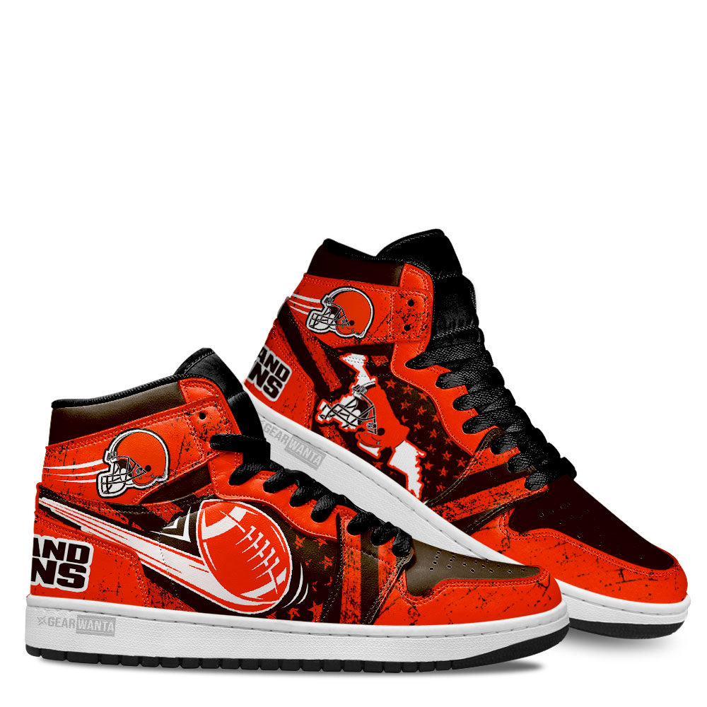 Cleveland Browns Football Team J1 Shoes For Fans Sneakers, Air Jordan Hightop