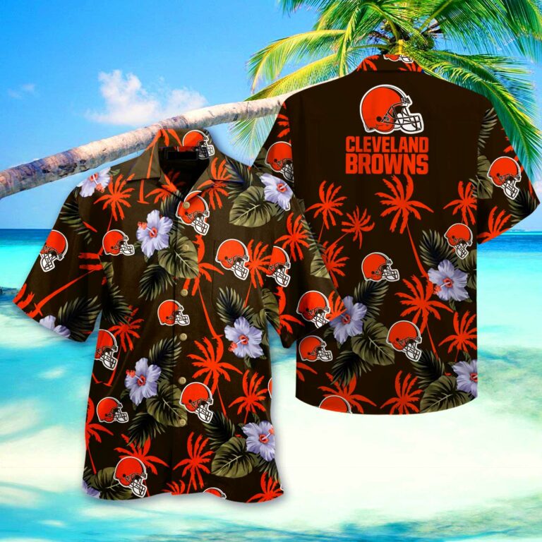 Cleveland Browns Helmet Floral1 Hawaiian Shirt