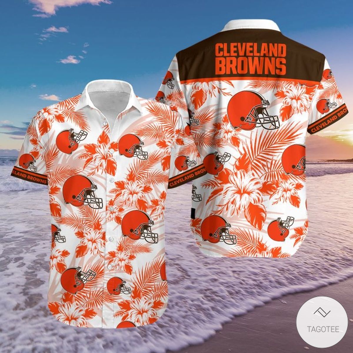 Cleveland Browns Helmet Floral Hawaiian Shirt