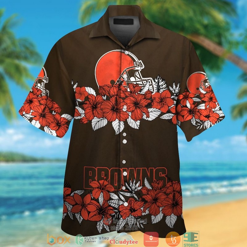 Cleveland Browns Hibiscus Flower Line Hawaiian Shirt