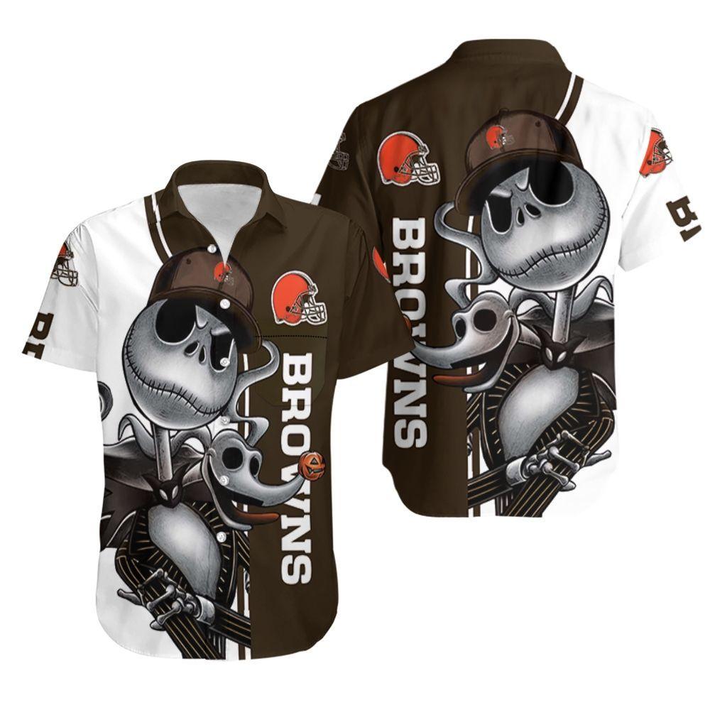 Cleveland Browns Jack Skellington And Zero Hawaiian Shirt
