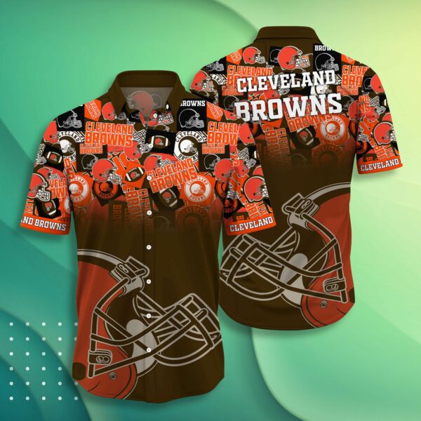 Cleveland Browns Logo and Ball Summer Hawaiian Shirt
