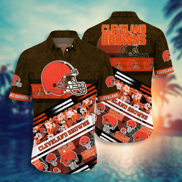 Cleveland Browns Logo and Flower Hawaiian Shirt