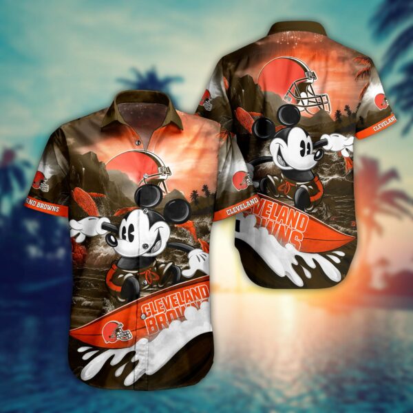Cleveland Browns Mickey Mouse Surf Board Summer Hawaiian Shirt