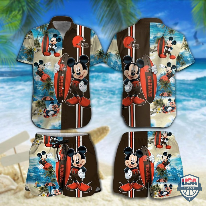 Cleveland Browns Mickey Mouse Surf Hawaiian Shirt