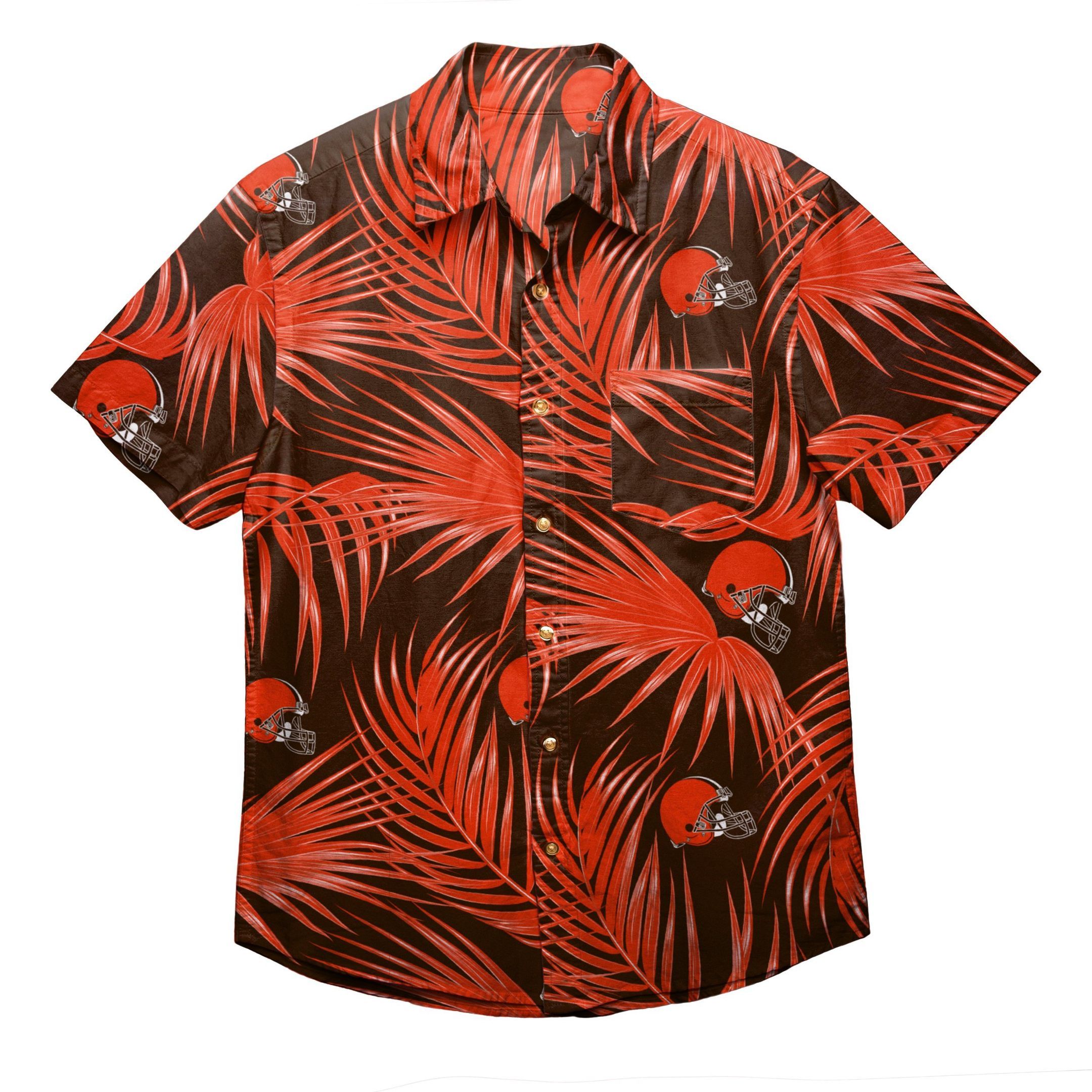 Cleveland Browns Nfl Mens Hawaiian Button Up Shirt