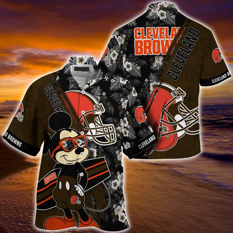Cleveland Browns NFL Summer – Hawaii Shirt For This Season – Gift For Sport Lovers Mickey And Floral Pattern