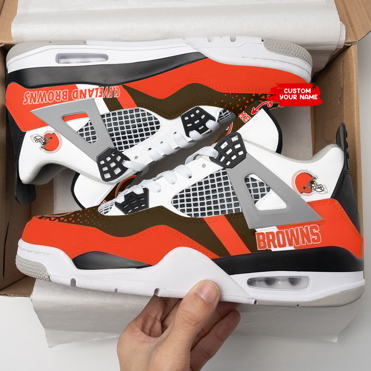 Cleveland Browns Personalized Air Jordan 4 Sneaker