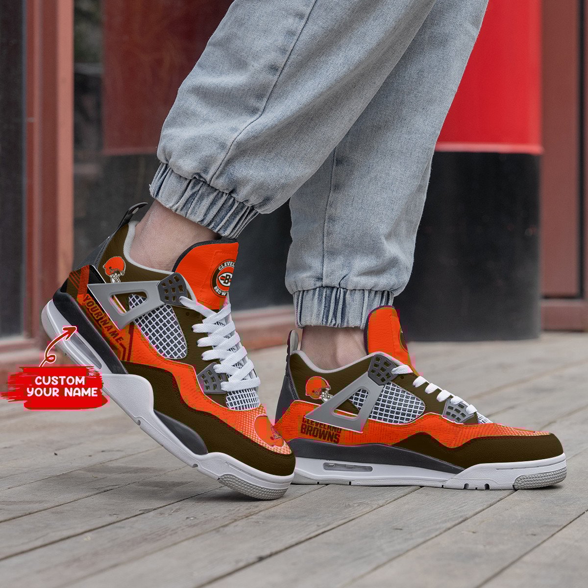 Cleveland Browns Personalized Air Jordan 4 Sneaker