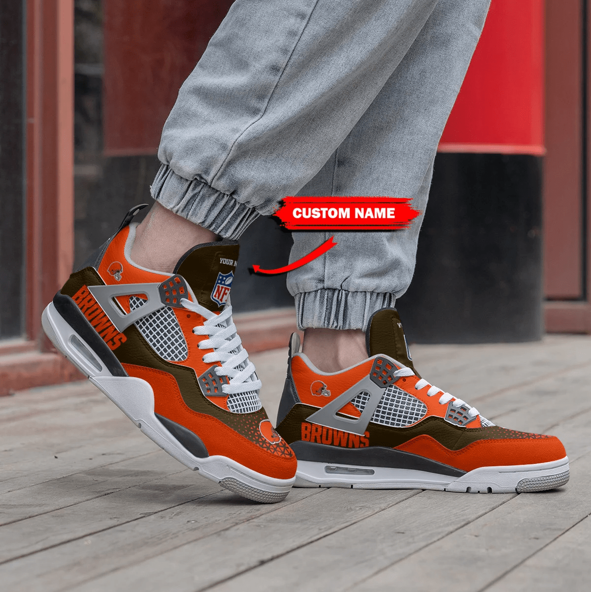 Cleveland Browns Personalized Air Jordan 4 Sneaker
