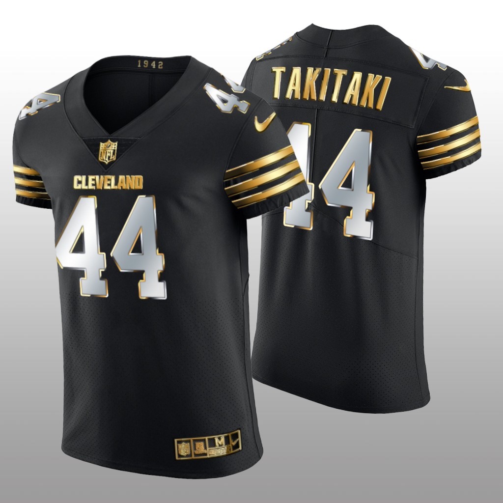 Cleveland Browns Sione Takitaki Black Vapor Elite Jersey Golden Edition Men's