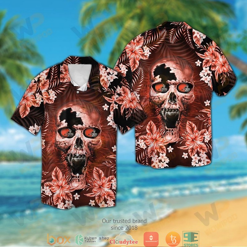 Cleveland Browns Skull illusion Hawaiian Shirt